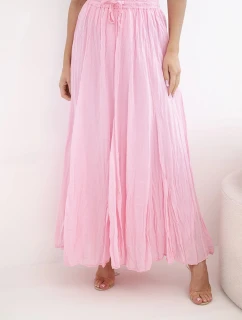 Dámská maxi bavlněná sukně s gumou v pase bonbónově růžová