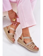 Dámské Sandály Na Klínu S Ozdobami Béžové model 21702188 - Inblu