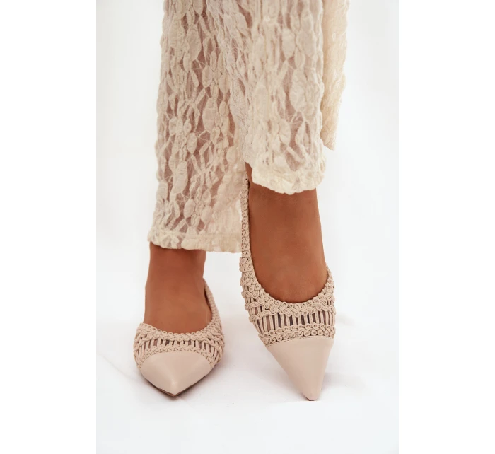 Dámské sandály s pleteným na platformě světle béžové model 21911450 - Boto Dámské sandály s pleteným na platformě světle béžové model 21911450 - Boto