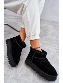 Módní semišové nízké sněhule Černá Nucca