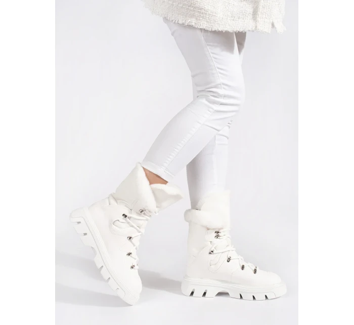 Módní sněhule bílé dámské platforma Módní sněhule bílé dámské platforma