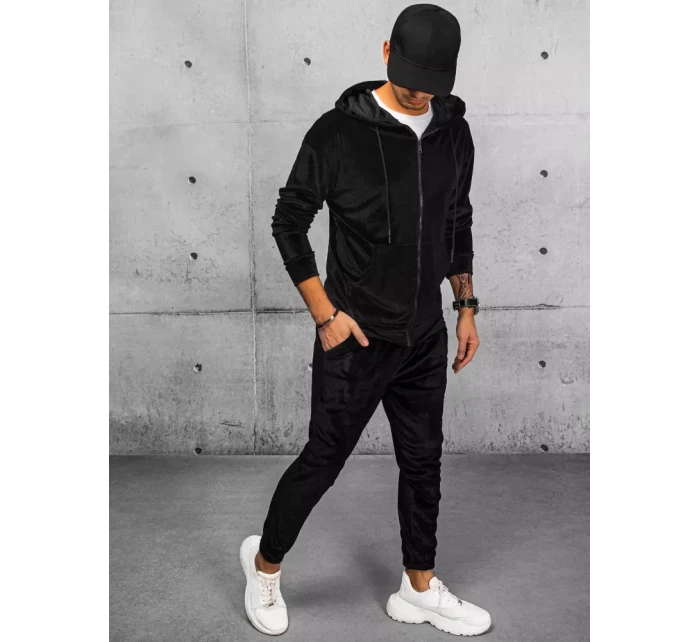 Pánská černá velurová mikina FashionStreet BX5544