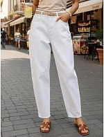 Dámské džíny balonového střihu s vysokým pasem bílé UY2977