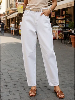 Dámské džíny balonového střihu s vysokým pasem bílé UY2977