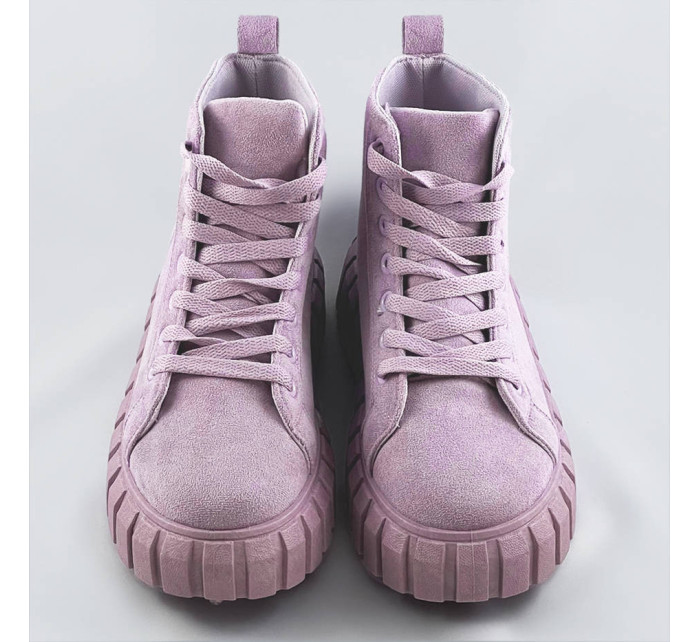 Šněrovací boty ve vřesové barvě z imitace semiše (XA057)