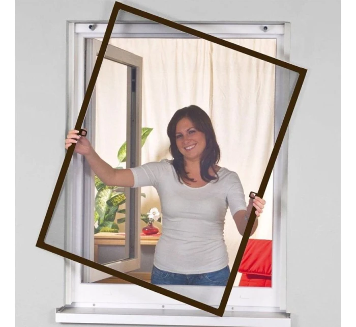 ALU OKENNÍ MOSKYTIÉRA 100X120 HNĚDÁ PLUS