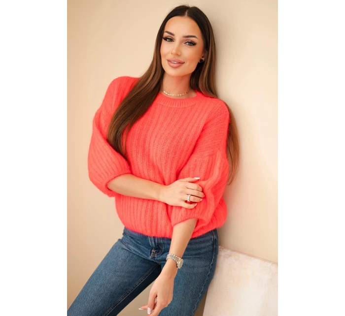 Svetr dámský z mohéru s krátkým rukávem malinový Svetr dámský z mohéru s krátkým rukávem malinový