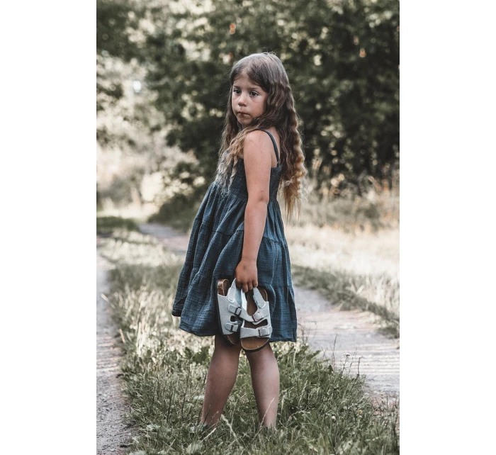 Dětské sandálky na korkové platformě se suchým zipem šedé Rorria Dětské sandálky na korkové platformě se suchým zipem šedé Rorria