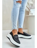 Kožené Dámské Mokasíny Na Platformě S Dekorací Černé model 21675568 - VINCEZA