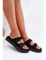 Dámské Zamszové Klapky S Klamrami D.Franklin Černé DFSH405001