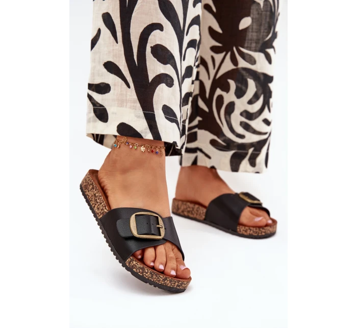 Dámské sandály na korkové platformě s přezkou černé Vianara Dámské sandály na korkové platformě s přezkou černé Vianara