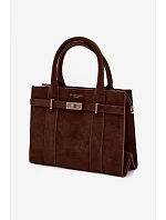 Kabelka typu Kufr z imitace semiše čokoládová Noressa