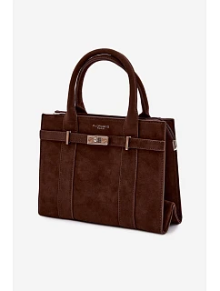 Kabelka typu Kufr z imitace semiše čokoládová Noressa