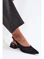 Kožené Semišové Dámské Sandály Otevřené S Síťkou Na Klíně D&A CR61-3004 Černé