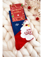 Pánské vánoční bavlněné ponožky se Santa Clauses Námořnická modrá a červená