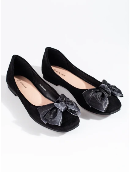 Stylové černé dámské  baleríny bez podpatku