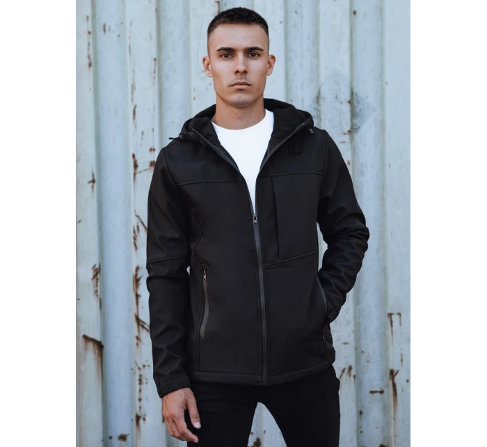 Pánská přechodná softshellová bunda s kapucí černá model 21980013 - Dstreet Pánská přechodná softshellová bunda s kapucí černá model 21980013 - Dstreet