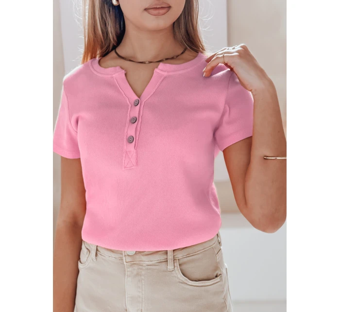 Dámská žebrovaná halenka LOOK růžová Dstreet model 21988817 - FashionStreet