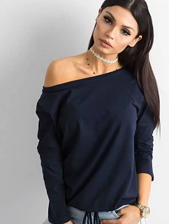 Tmavě modrá volná dámská halenka se zavazováním na spodním model 20835853 - Factory Price