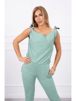 Kalhoty/oblek s nápisem selfie tmavě mátový