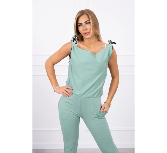 Kalhoty/oblek s nápisem selfie tmavě mátový