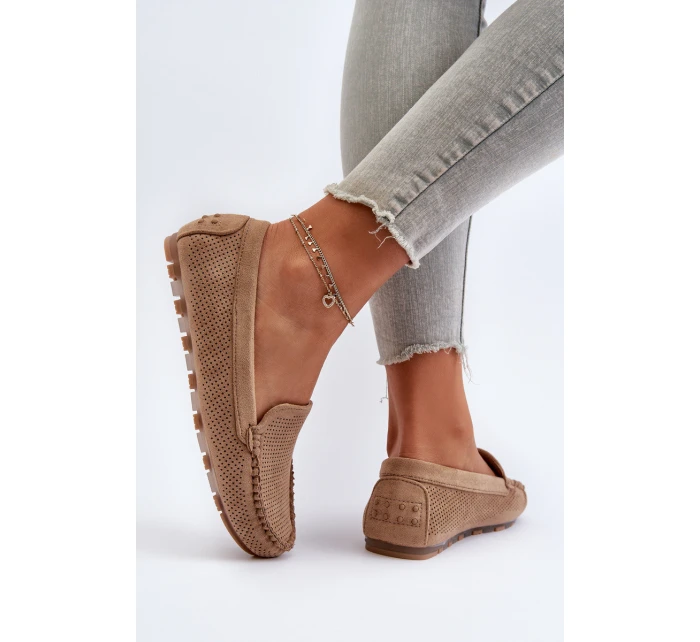 Dámské semišové mokasíny tmavě béžové model 21653934 - Boto Dámské semišové mokasíny tmavě béžové model 21653934 - Boto