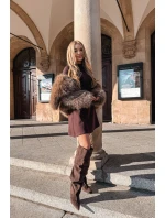 Dámské kozačky na jehlovém podpatku bez zapínání v čokoládové barvě model 21707734 - Boto