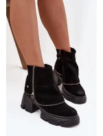 Kožené dámské kotníkové boty s lemem  Černé model 21714270 - Maciejka