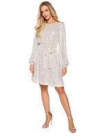 Šaty áčkového střihu M715 šampaň - Moe