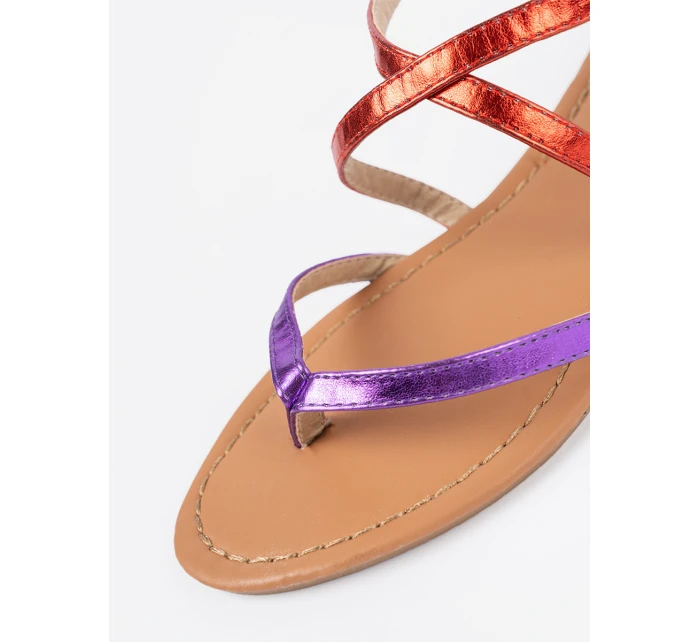 Komfortní fialové  sandály dámské bez podpatku