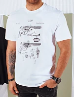 Pánské bavlněné tričko s potiskem bílé FashionStreet RX5429