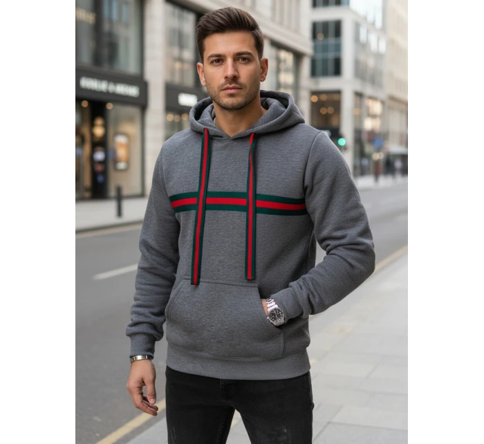 Pánská tmavě šedá mikina FashionStreet BX5937 Pánská tmavě šedá mikina FashionStreet BX5937