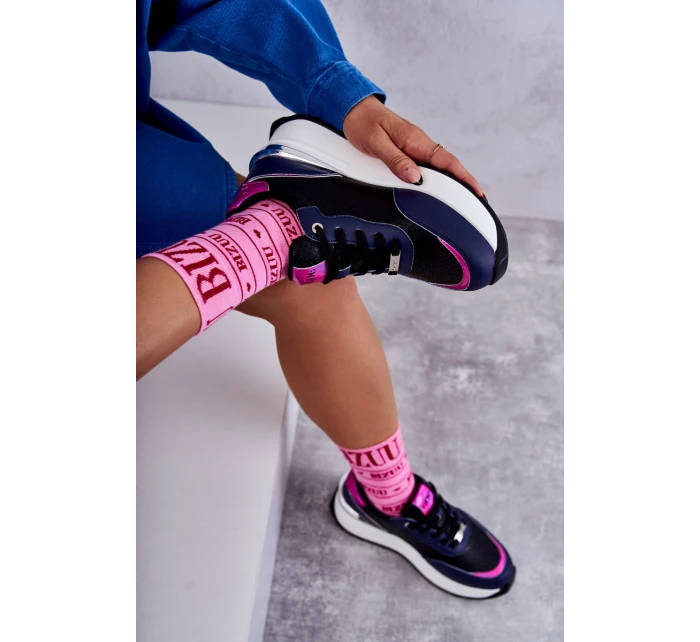 Dámská sportovní obuv na klínku GOE KK2N4081 černé a Námořnická modrá Dámská sportovní obuv na klínku GOE KK2N4081 černé a Námořnická modrá