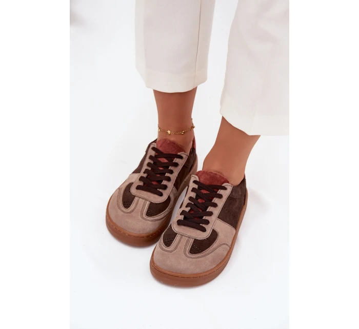 Kožené semišové barefoot tenisky dámské model 21711165 hnědé - Zazoo