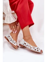 Dámské perforované baleríny s otevřenou špičkou Calgis – stříbrné