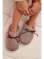 Dámské chlupaté papuče s kokardkou – khaki Minella Dámské chlupaté papuče s kokardkou – khaki Minella