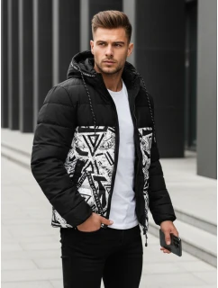 Pánská prošívaná zimní bunda s kapucí černá model 21995772 - Dstreet