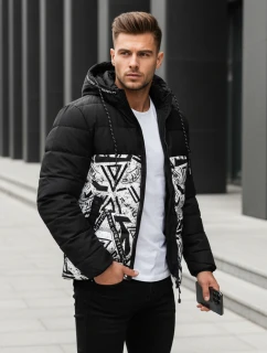 Pánská prošívaná zimní bunda s kapucí černá model 21995772 - Dstreet