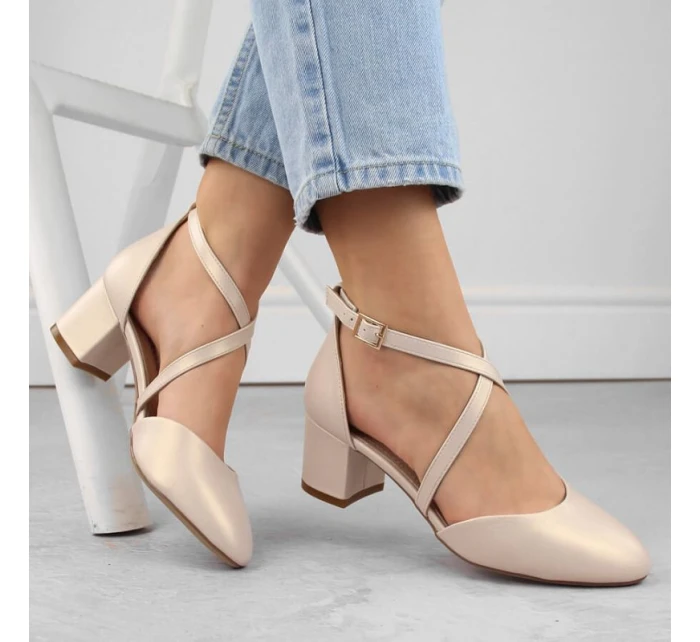 Sergio Leone W SK365B perleťové béžové sandály s pásky