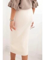 Dámská viskózová tužková sukně s elastickým pasem béžová