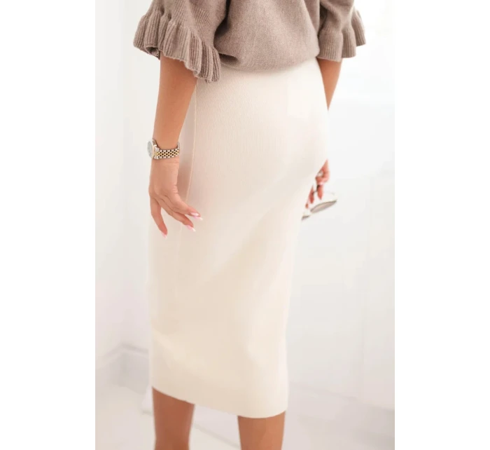 Dámská viskózová tužková sukně s elastickým pasem béžová