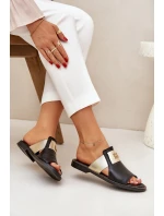 Elegantní Pantofle Z Přírodní Kůže Na Plochém Podpatku model 21684075 Černé - Zazoo Elegantní Pantofle Z Přírodní Kůže Na Plochém Podpatku model 21684075 Černé - Zazoo