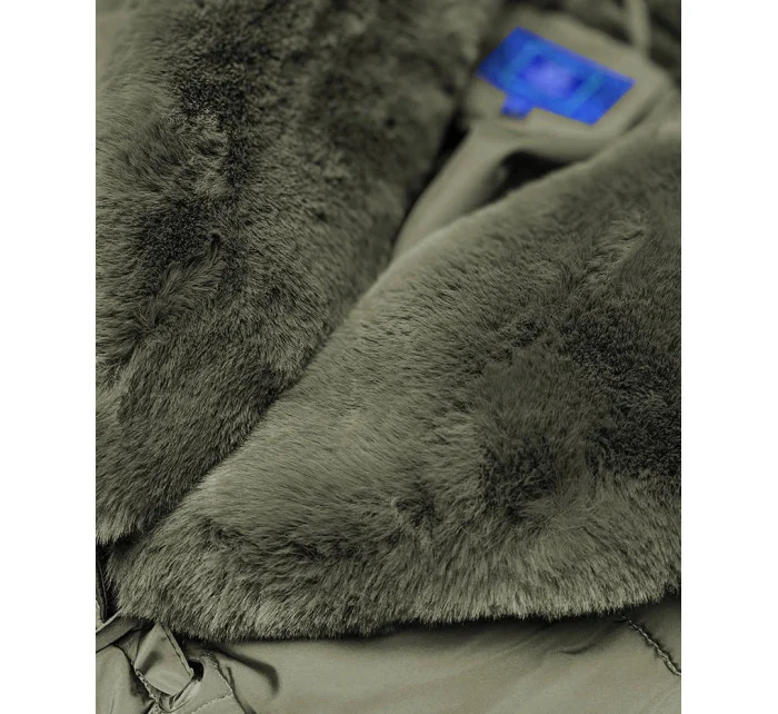 DŁUGA KURTKA ZIMOWA Z  KHAKI model 21243019 - Ann Gissy