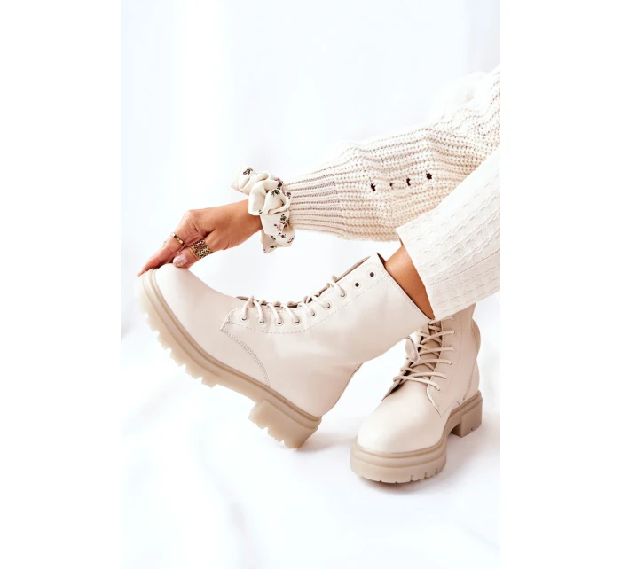 Kotníkové Ploché Workery Boty Béžové Rozelle Kotníkové Ploché Workery Boty Béžové Rozelle