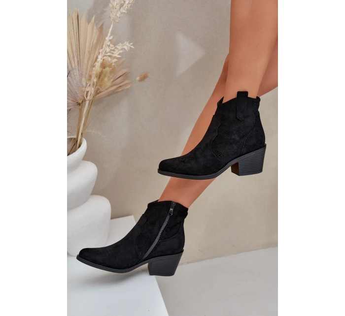 Botky Na Zip Eko Semišové  Černé model 21685110 - S.Barski