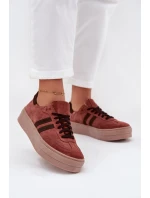 Dámské semišové tenisky na platformě Zazoo N1068S2 Hnědé