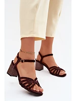 Sametové dámské sandály na podpatku D&A SR61-0102 bordó