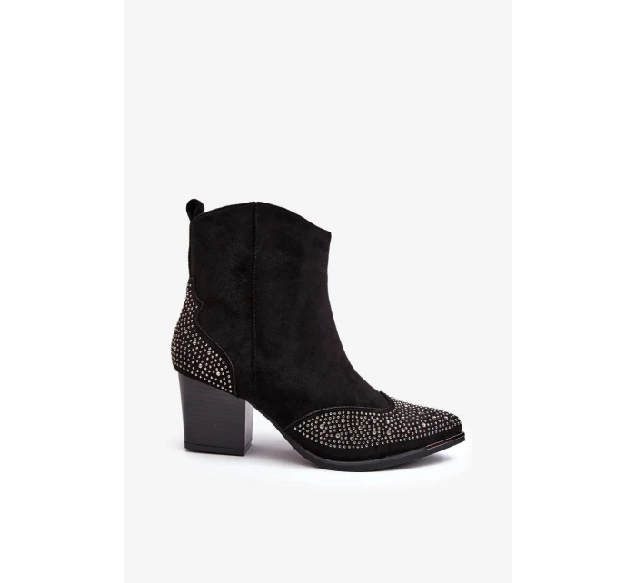 Dámské zdobené kovbojské boty na vysokém podpatku černá Eleduana