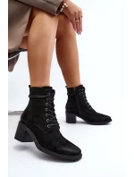 Dámské šněrovací kotníkové boty na nízkém podpatku černá Serellia Dámské šněrovací kotníkové boty na nízkém podpatku černá Serellia