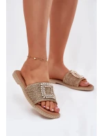 Dámské ploché pantofle s pleteným detailem a ozdobou Artiker – béžové Dámské ploché pantofle s pleteným detailem a ozdobou Artiker – béžové